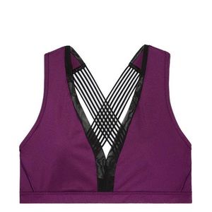 🔥🆕NWT Purple V Mesh Activewear Sports Bra Size L